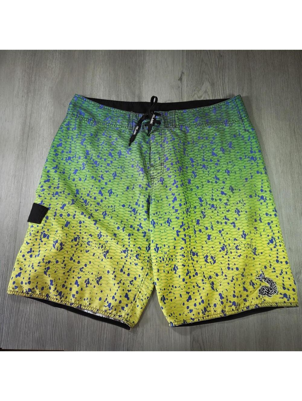 Pelagic Men's Gradient Blue Green Yellow Board Shorts Swim Trunks